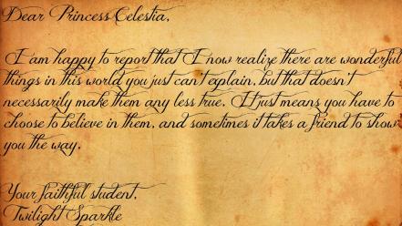Little pony notes twilight sparkle princess celestia wallpaper