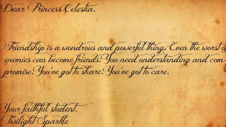 Little pony notes twilight sparkle princess celestia wallpaper