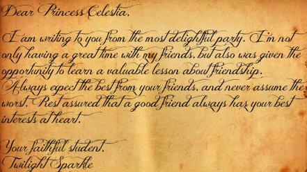 Little pony notes twilight sparkle princess celestia wallpaper