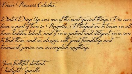 Little pony notes twilight sparkle princess celestia wallpaper