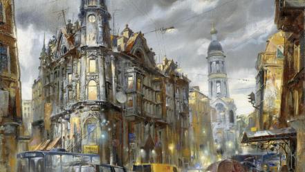 Paintings cities wallpaper