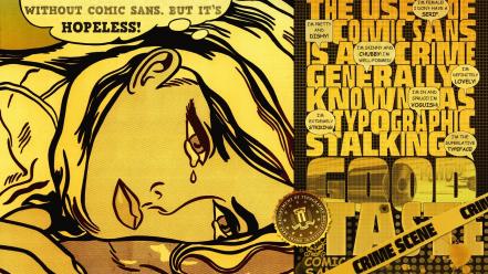 Police tape roy lichtenstein comic sans typefaces wallpaper