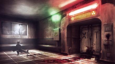 Signs interior prison artwork window panes doors wallpaper