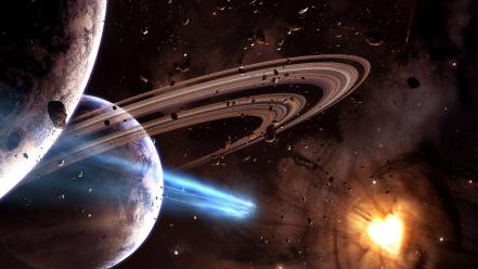 Sun outer space planets moon saturn wallpaper