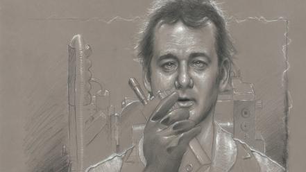 White 1984 ghostbusters bill murray monochrome artwork wallpaper