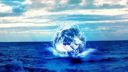 Abstract balls sea wallpaper