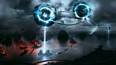 Futuristic fantasy art wallpaper