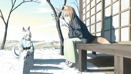 Holo the wise fox girls japanese clothes wallpaper