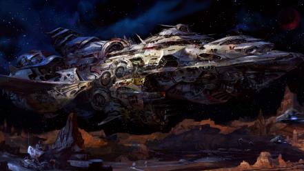 Outer space futuristic spaceships artwork wallpaper