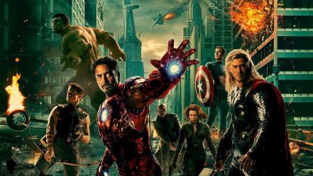 Stark hawkeye nick fury the avengers (movie) wallpaper
