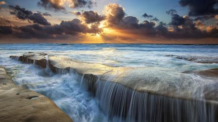 Sunset ocean clouds nature skyscapes sea wallpaper