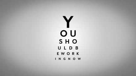 Work minimalistic typography eye test wallpaper