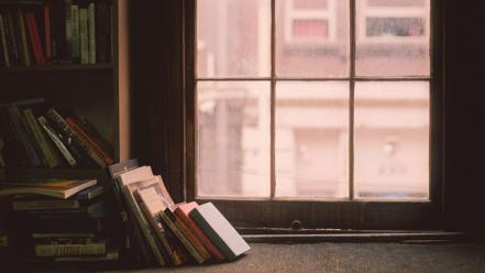 Books window panes wallpaper