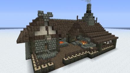 Houses minecraft wallpaper