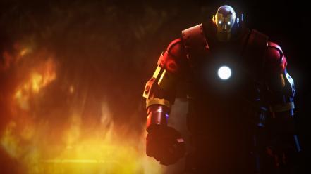 Iron man fire digital art characters 3d wallpaper