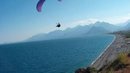 Nature beach holidays antalya parachuting sea wallpaper