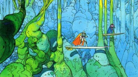 Plants artwork traditional art moebius french artist wallpaper