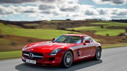 Roads skyscapes mercedes-benz sls amg muscle car wallpaper