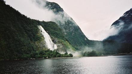 Clouds landscapes trees forest new zealand lakes wallpaper