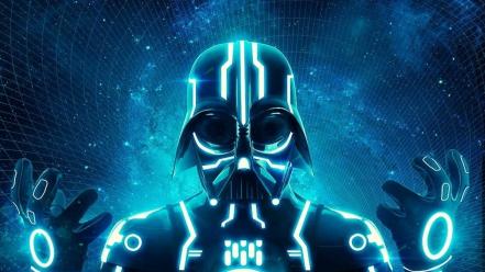 Darth vader tron science fiction neon wallpaper