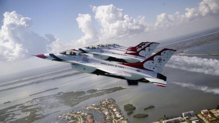 Fighting falcon jet aircraft widescreen usaf thunderbirds wallpaper
