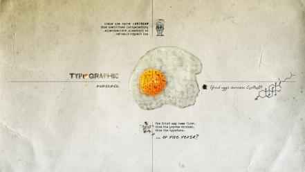 Humor surrealism typography fried eggs wallpaper
