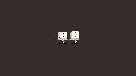 Minimalistic happy humor funny brown background wallpaper