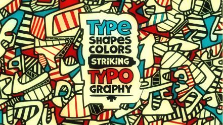 Multicolor typography shapes artwork colors wallpaper