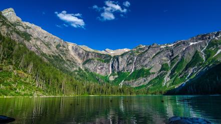 Trees forest rocks usa lakes reflections montana wallpaper