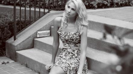 Blondes women black and white berit birkeland wallpaper