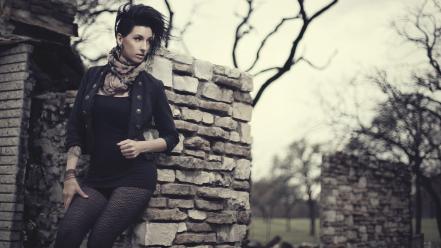Brunettes women ruins models wallpaper