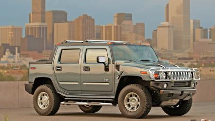 Cityscapes trucks skyscrapers vehicles hummer wallpaper