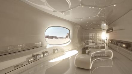 Futuristic room white holographic wallpaper