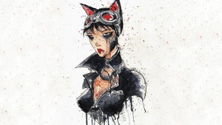Minimalistic catwoman fantasy art artwork white background wallpaper