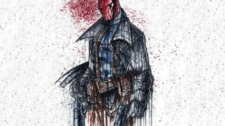 Minimalistic superheroes fantasy art artwork red skull wallpaper