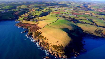 Ocean landscapes coast earth fields land sea wallpaper