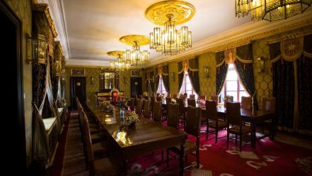 Room tables interior chairs dinner chandelier designs wallpaper