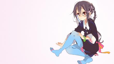 Simple background anime girls white black hair wallpaper