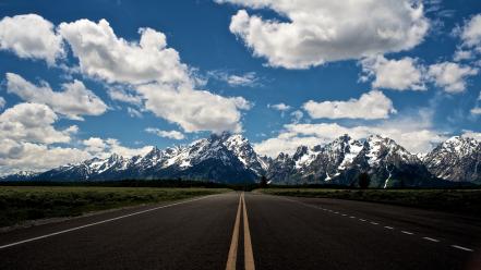 Wilde roads skyscapes stripes way blue skies wallpaper