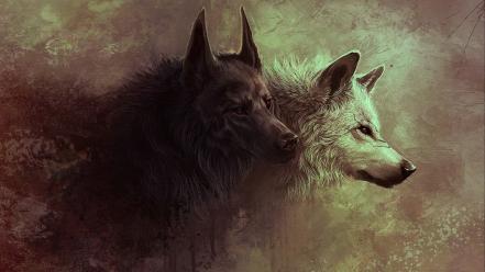 Animals grunge red eyes artwork wolves wallpaper