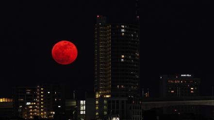 Cityscapes lights moon wallpaper