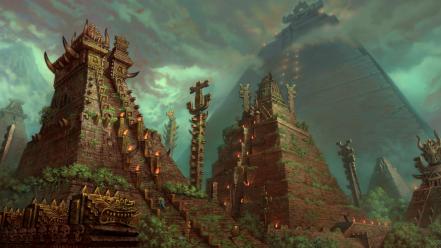 Fantasy art aztec lizard men wallpaper