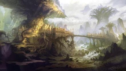 Fantasy art cities wallpaper