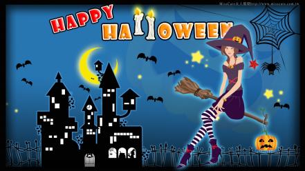 Video games halloween pumpkins witches spider webs wallpaper