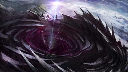 Video games landscapes hole illustrations digital art artwork wallpaper
