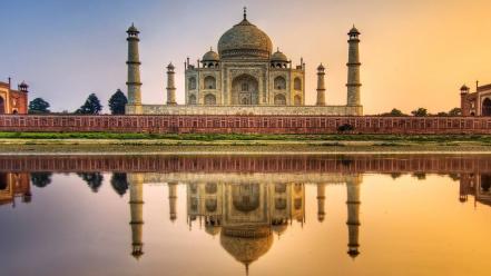 Water sunset nature taj mahal wallpaper