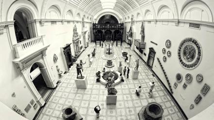 Architecture renaissance interior statues museum wallpaper