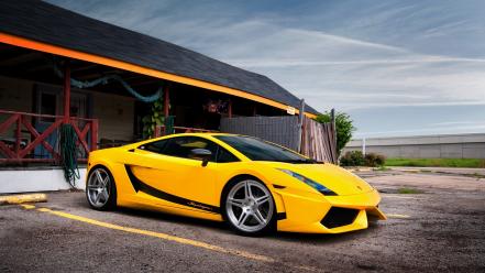 Cars parking lamborghini gallardo yellow superleggera wallpaper