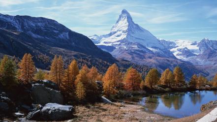 Mountains clouds landscapes trees wallpaper