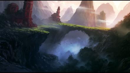 Mountains path fantasy art hidden wallpaper